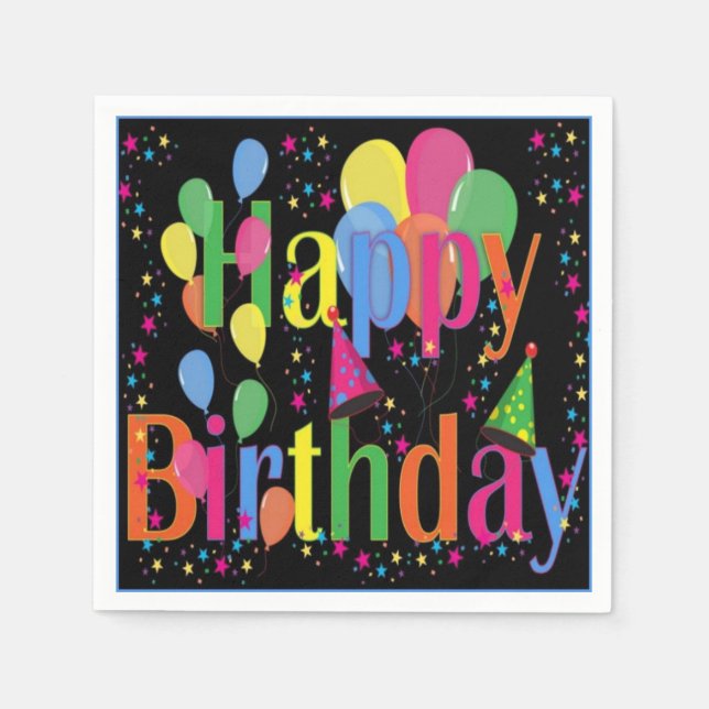 Happy Birthday Party Balloons Napkins (Front)
