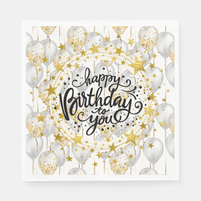Happy Birthday Party Balloons Napkins (Front)