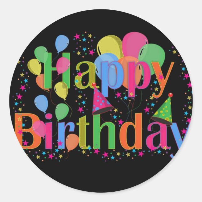 Happy Birthday Party Balloons Square Sticker (Front)