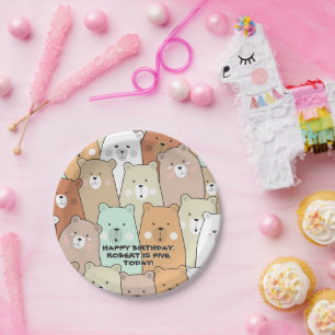 Happy Birthday Party Bears Paper Plate