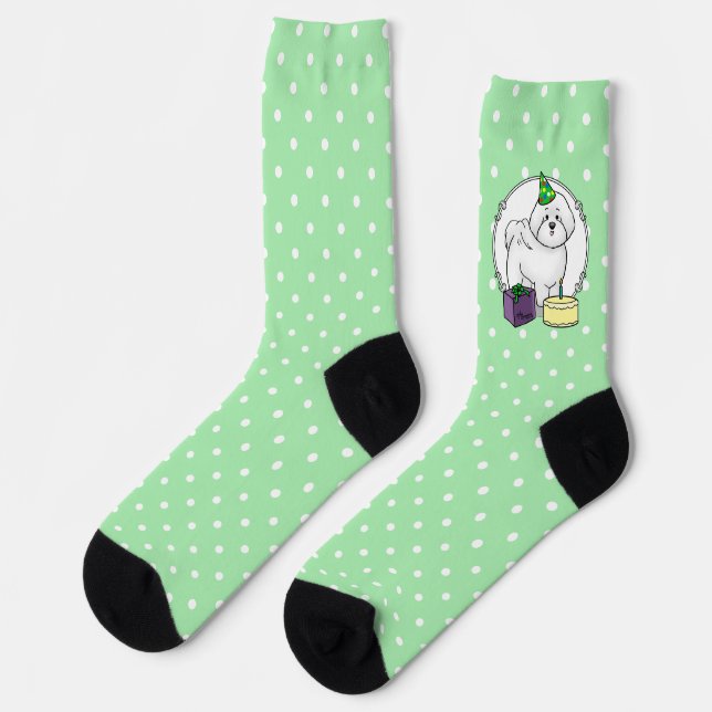 Happy Birthday Party Bichon Frise Dog - Cute Socks (Left)