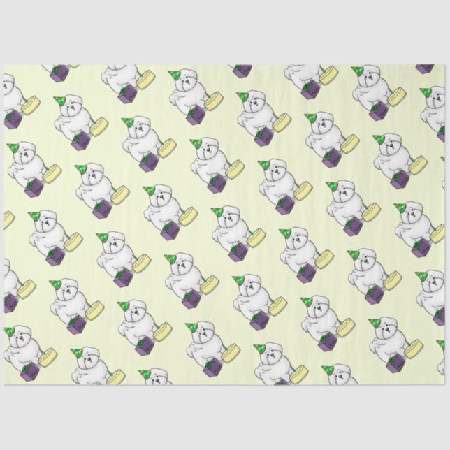 Happy Birthday Party Bichon Frise Dog - Cute Tissue Paper (Front)
