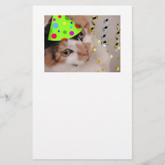 Happy Birthday Party Calico Cat Stationery