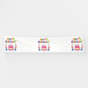 Happy Birthday Party Confetti 2.5x12 Vinyl Banner