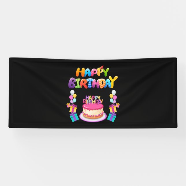 Happy Birthday Party Confetti 2.5x6 Vinyl Banner (Horizontal)