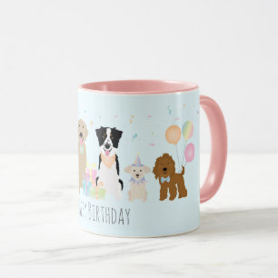 Happy Birthday Party Dogs Blue Mug