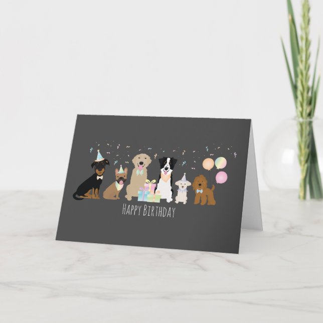 Happy Birthday Party Dogs Card (Front)