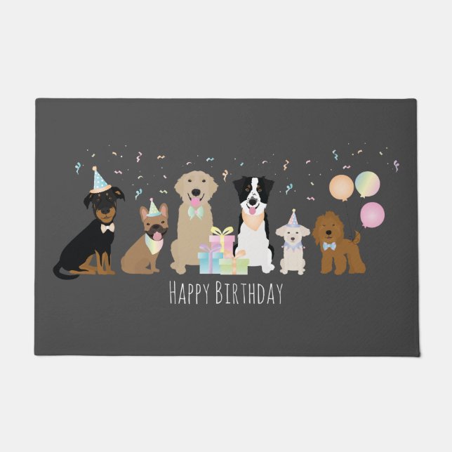 Happy Birthday Party Dogs Doormat (Front)