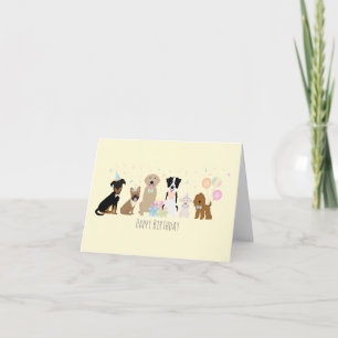 Happy Birthday Party Dogs Yellow Card
