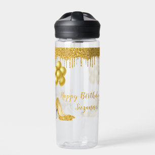  Happy Birthday Party Gold Glitter look  Water Bottle