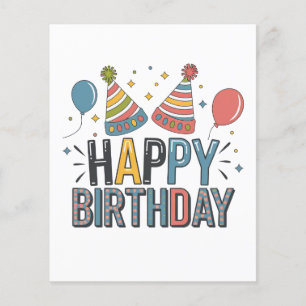Happy Birthday Party Hats Flyer