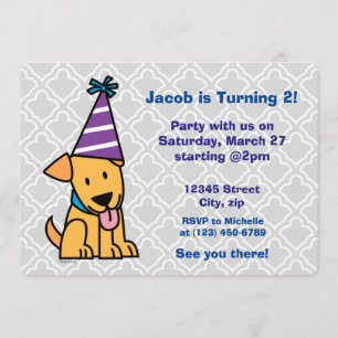 Happy Birthday Party Lab puppy Invitation