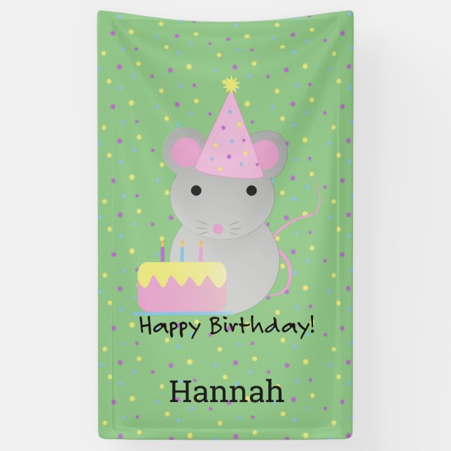 Happy Birthday Party Mouse Banner (Vertical)
