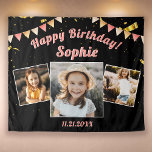 Happy Birthday Party Photo Collage Fun Backdrop Tapestry<br><div class="desc">The Happy Birthday Party Backdrop Tapestry with your custom 3 Photo Collage is a beautiful and unique way to celebrate your special day. This tapestry features a personalized 3-photo collage of your choice set against a colourful, festive background. The customized photo collage makes this tapestry extra special, as it allows...</div>