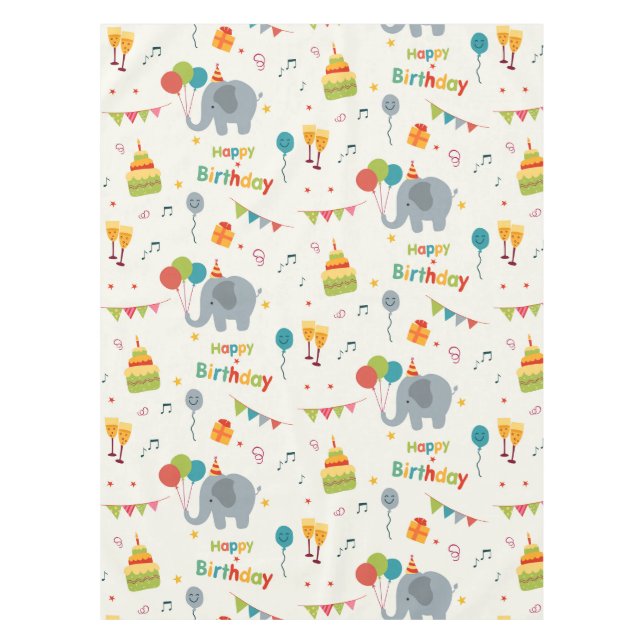 Happy birthday party print tablecloth (Front)
