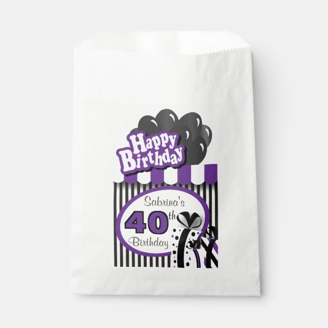 Happy Birthday Party | Purple Favour Bag (Front)
