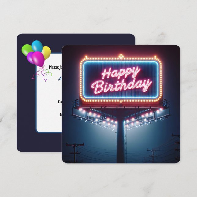 Happy Birthday Party Sign Invitation (Front/Back)