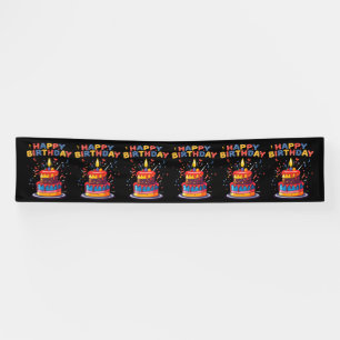 Happy Birthday Party Theme Supplies 2.5x12 Vinyl Banner