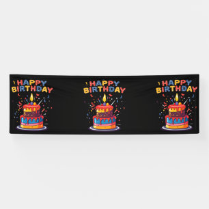 Happy Birthday Party Theme Supplies 2.5x8 Vinyl Banner