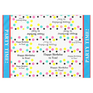 Happy Birthday Party Time Polka Dots Tablecloth