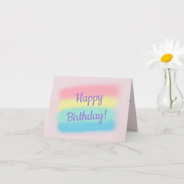 Happy birthday pastel colours with custom text card (Small Plant)