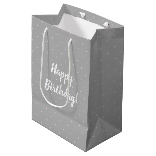 Happy Birthday Pastel Dot Pattern Gift Bag (Front Angled)