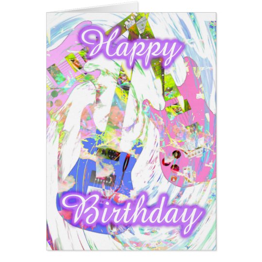 Happy Birthday Pastel guitar by Valxart Card