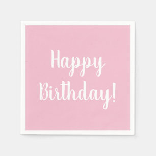 Happy Birthday Pastel Pink Birthday Party Napkin
