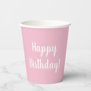Happy Birthday Pastel Pink Birthday Party Paper Cups