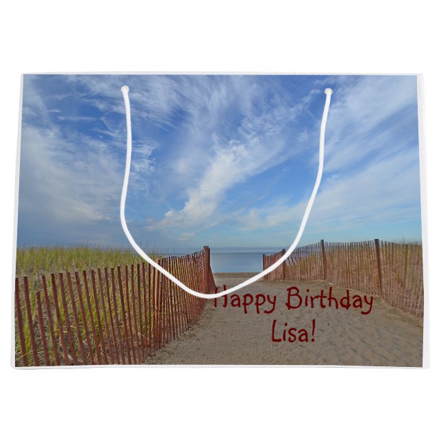 Happy Birthday Path To The Beach Large Gift Bag (Front)