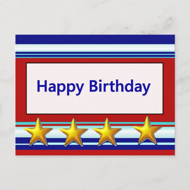 Happy Birthday Patriotic Postcard (Front)