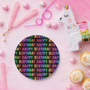 Happy Birthday Pattern Paper Plate