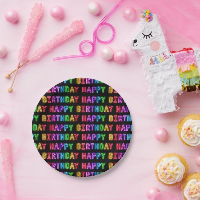 Happy Birthday Pattern Paper Plate (Party)