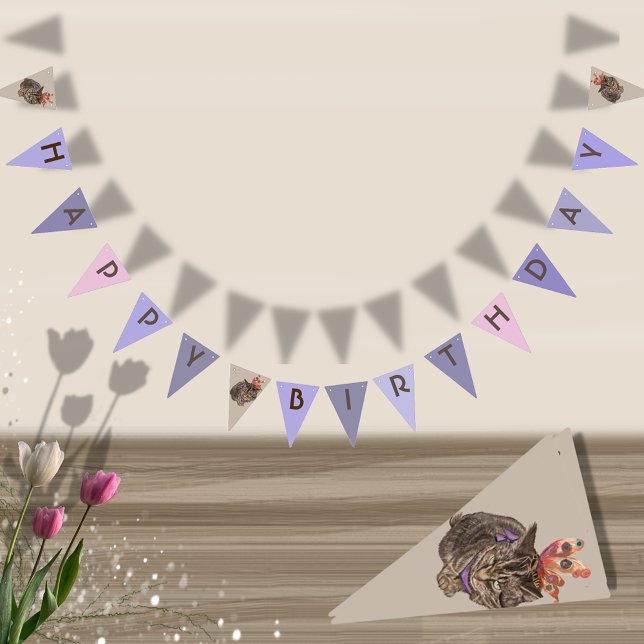 Happy Birthday Paw-ty Cat Bunting Flags (Happy Birthday Paw-ty Cat Bunting Flags)