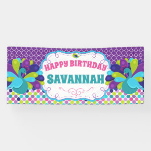 Happy Birthday Peacock Party Banner