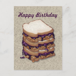 Happy Birthday Peanut Butter and Jelly Sandwiches Postcard