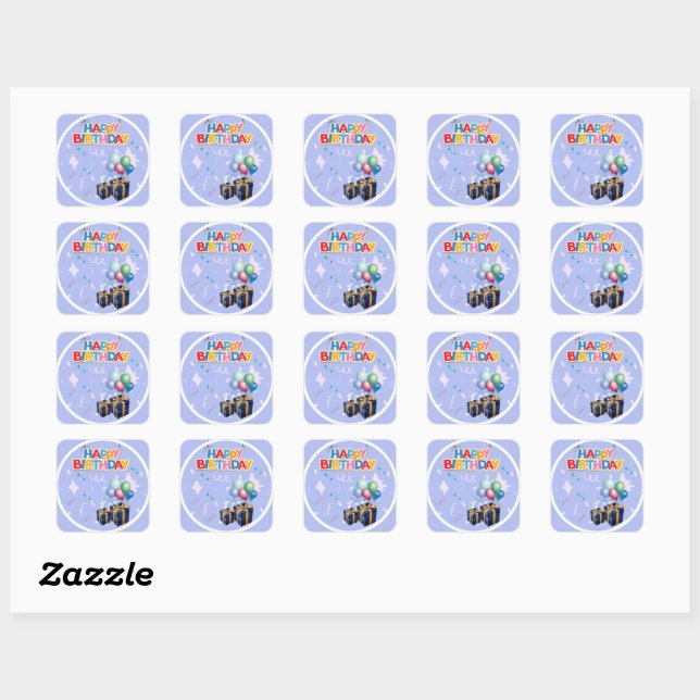 "Happy Birthday", Pegatina/Stickers Square Sticker (Sheet)