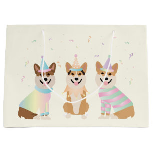 Happy Birthday Pembroke Welsh Corgi Dogs Large Gift Bag