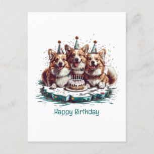 Happy Birthday Pembroke Welsh Corgi Dogs Postcard