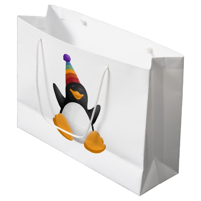 Happy Birthday Penguin Gift Bag (Front Angled)