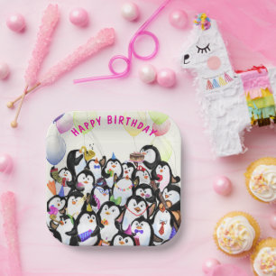 Happy Birthday Penguin Paper Plates