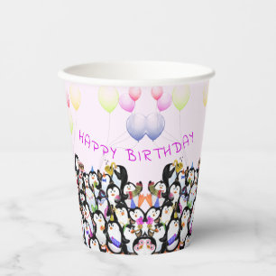 Happy Birthday Penguin Party Paper Cups