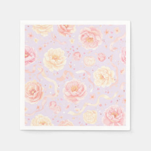 Happy Birthday, Peonies Shabby Chic Napkin
