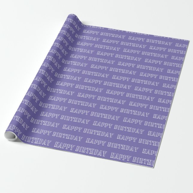 Happy Birthday periwinkle purple pattern modern Wrapping Paper (Unrolled)