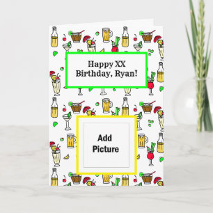 Happy Birthday Personalized Cocktails and Beers Card