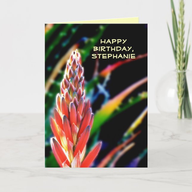 Happy Birthday, Personalized, Colourful Exotic Alo Card (Front)