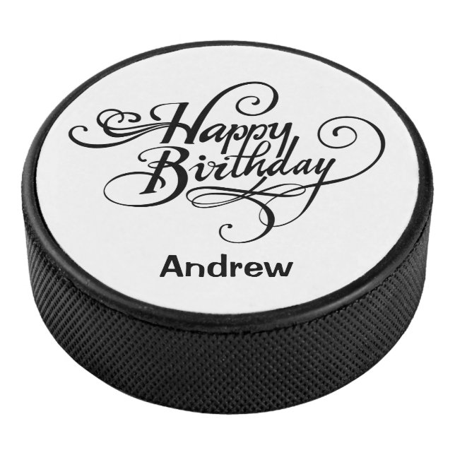 Happy Birthday Personalized  Hockey Puck (3/4)