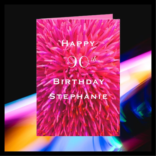 Happy Birthday, Personalized, Hot Pink Abstract Card (Creator Uploaded)