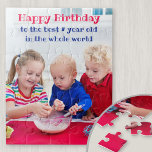 Happy Birthday Personalized Kids Photo Jigsaw Puzzle<br><div class="desc">Personalized photo jigsaw puzzle for a young child's birthday. The photo template is set up for you to add one of your favourite pictures, which will be displayed in portrait format. Your photo has a custom text overlay in cute and quirkly lettering. The sample wording reads "Happy Birthday to the...</div>