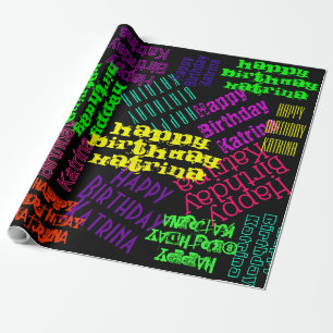 Happy Birthday Personalized Name and colours Wrapping Paper